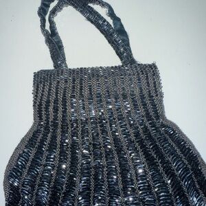 Elegant Black Beaded Women's Bag